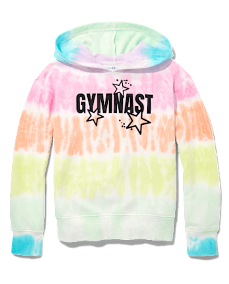 Tween Girls Tie Dye Cropped Graphic Hoodie