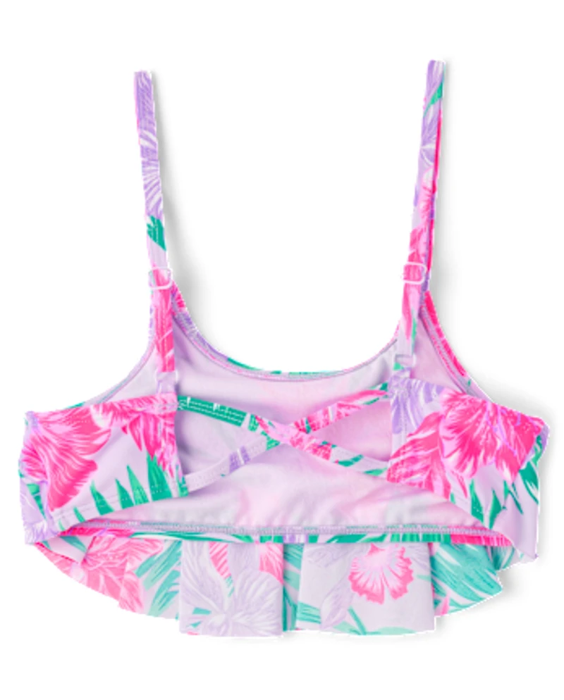 Tween Girls Floral Ruffle Bikini Swimsuit