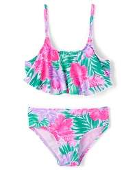 Tween Girls Floral Ruffle Bikini Swimsuit
