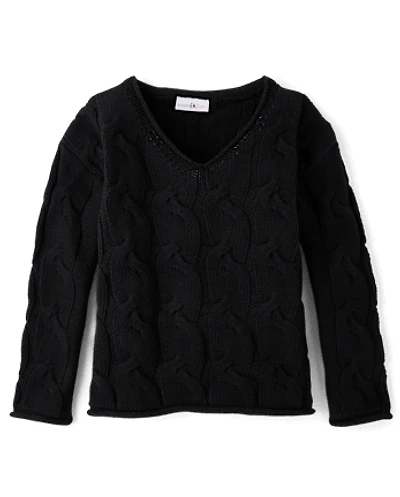 Tween Girls Oversized Cable Knit Sweater