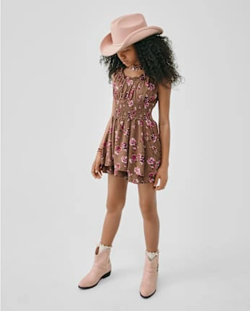 Tween Girls Floral Smocked Romper