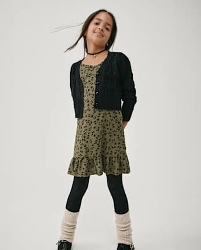 Tween Girls Floral Ruffle Dress