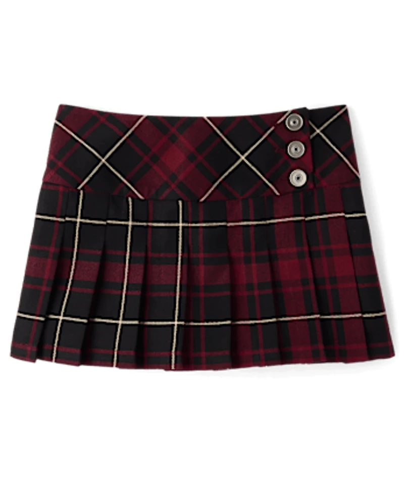 Tween Girls Plaid Pleated Skort