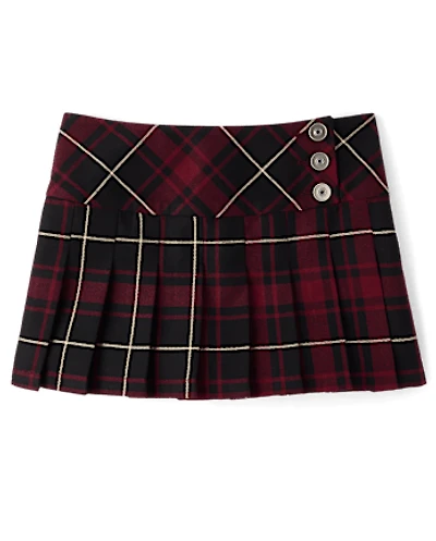 Tween Girls Plaid Pleated Skort