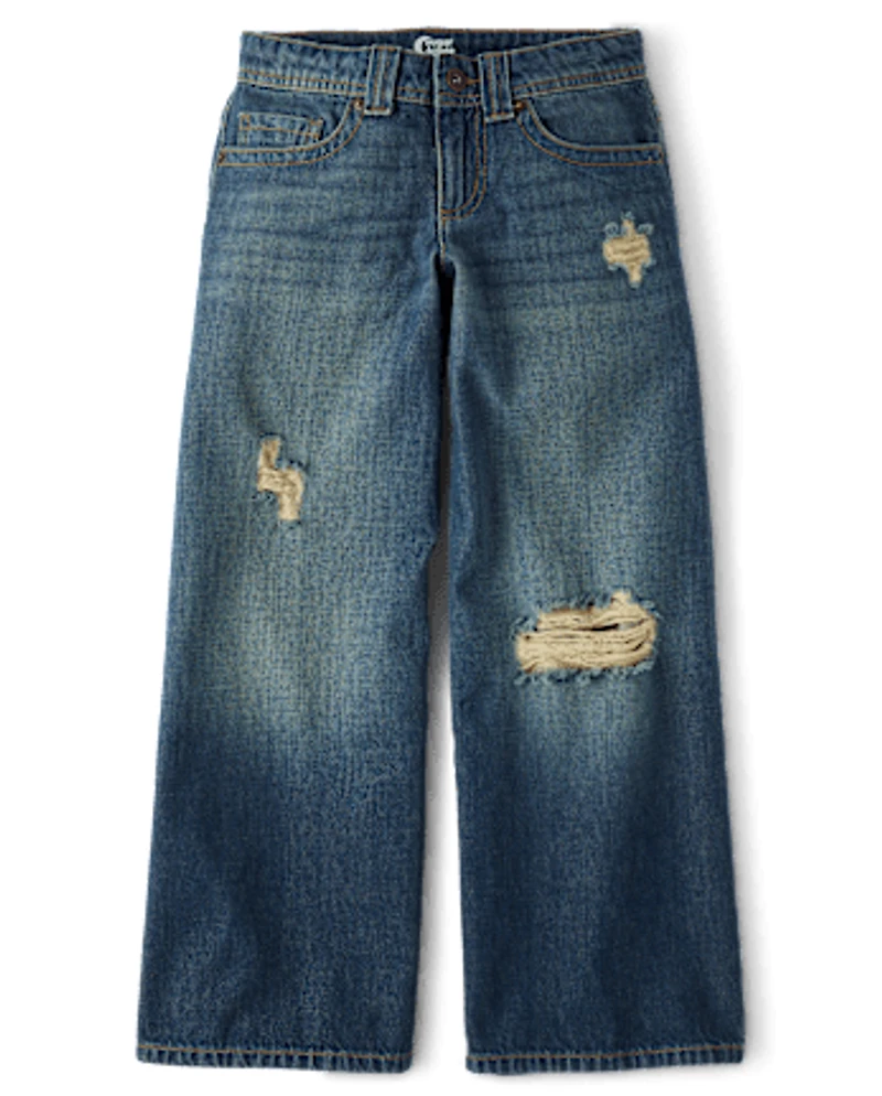 Tween Girls Rip and Repair Super Baggy Jeans