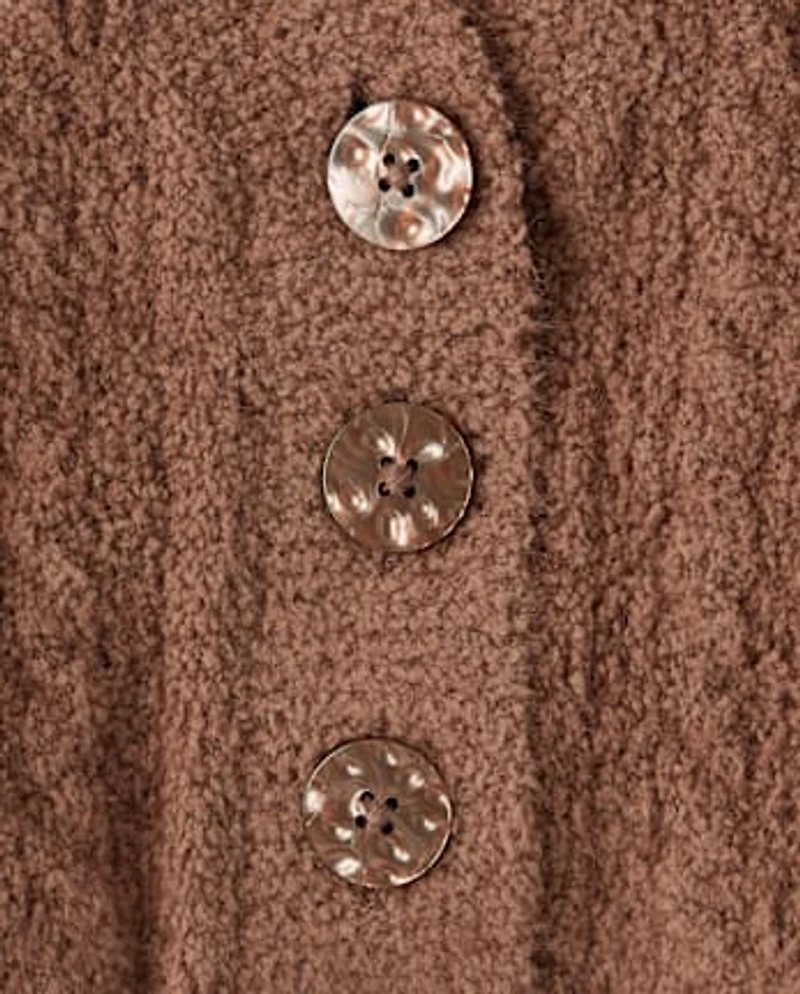 Tween Girls Chenille V Neck Cardigan
