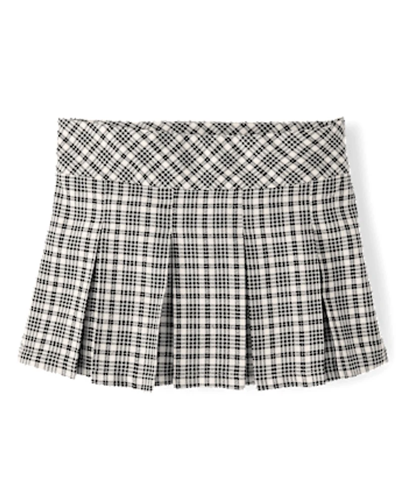 Tween Girls Plaid Pleated Skort