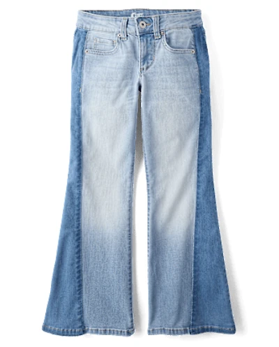 Tween Girls Contrast Baggy Flare Jeans