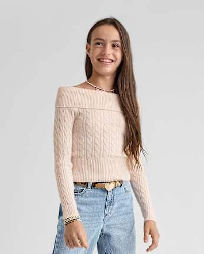 Tween Girls Off Shoulder Sweater