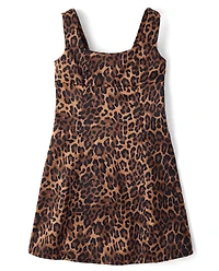 Tween Girls Leopard Satin Dress