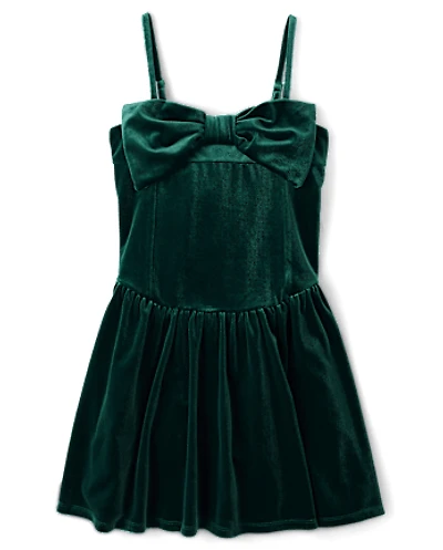 Tween Girls Bow Velour Dress