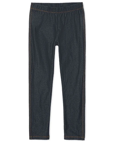 Girls Regular Faux Denim Leggings