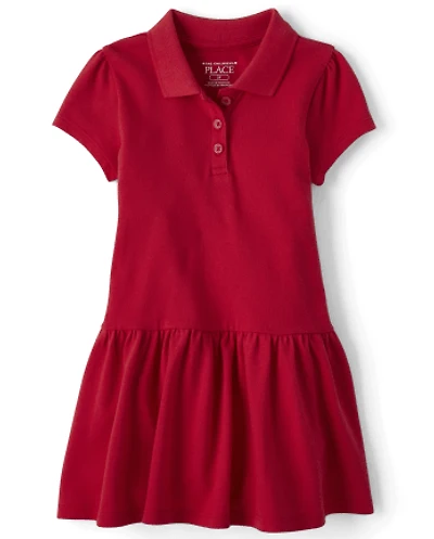 Toddler Girls Uniform Soft Pique Polo Dress