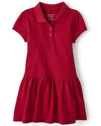 Toddler Girls Uniform Soft Pique Polo Dress