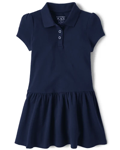 Toddler Girls Uniform Soft Pique Polo Dress