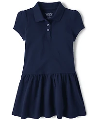 Toddler Girls Uniform Soft Pique Polo Dress