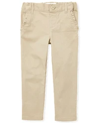 Toddler Girls Uniform Ruffle Stretch Skinny Chino Pants