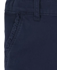 Toddler Girls Uniform Ruffle Stretch Skinny Chino Pants