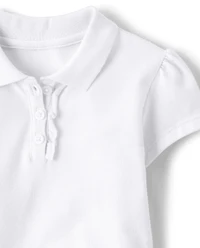 Toddler Girls Uniform Ruffle Soft Stretch Pique Polo