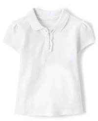 Toddler Girls Uniform Ruffle Soft Stretch Pique Polo