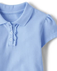 Toddler Girls Uniform Ruffle Soft Stretch Pique Polo