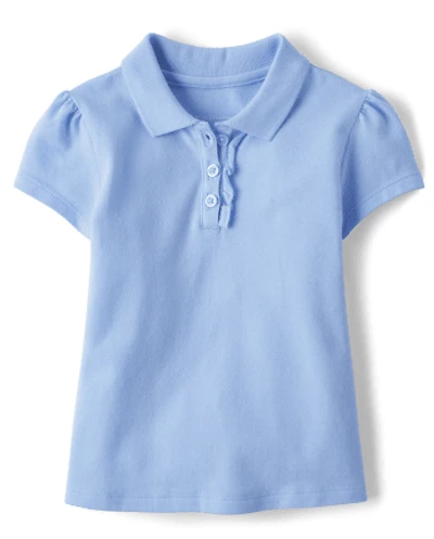Toddler Girls Uniform Ruffle Soft Stretch Pique Polo