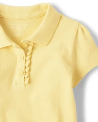 Toddler Girls Uniform Ruffle Soft Stretch Pique Polo