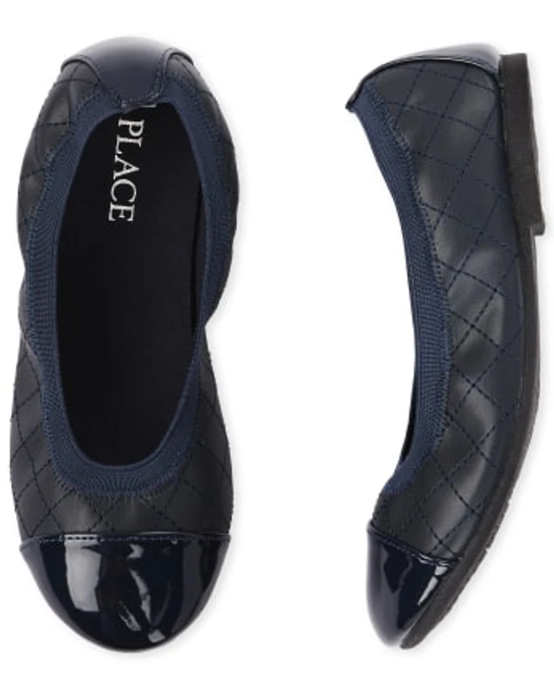 Girls Quilted Ballet Flats