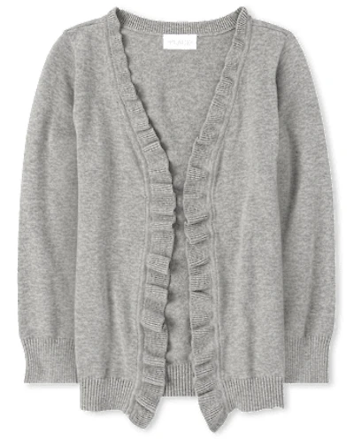 Girls Ruffle Open Front Cardigan