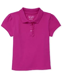 Toddler Girls Uniform Ruffle Soft Stretch Pique Polo