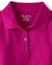 Polo piqué extensible et doux pour uniforme fille