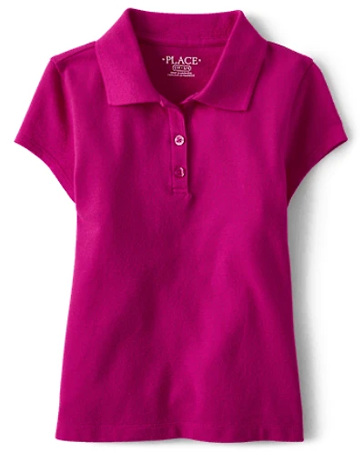 Polo piqué extensible et doux pour uniforme fille