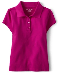 Polo piqué extensible et doux pour uniforme fille
