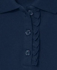 Girls Uniform Ruffle Soft Stretch Pique Polo