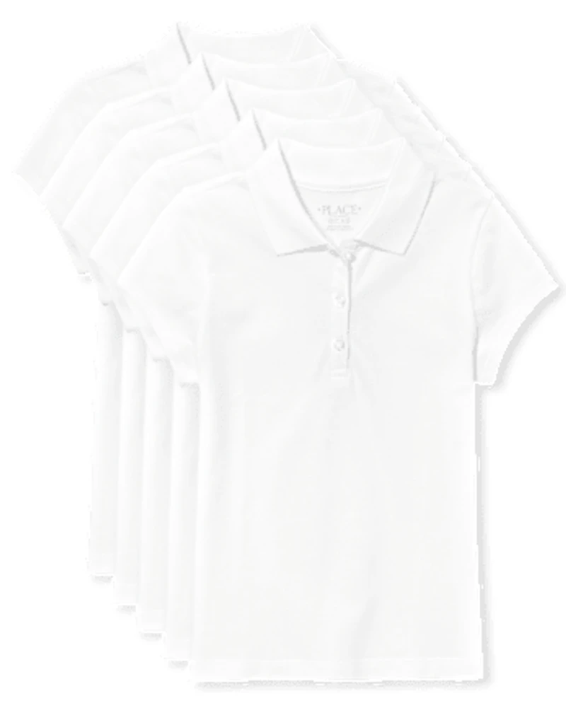 Girls Uniform Soft Stretch Pique Polo -Pack