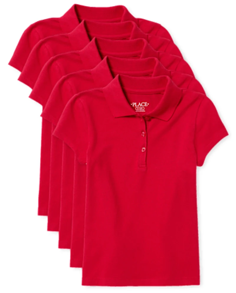Girls Uniform Soft Stretch Pique Polo -Pack