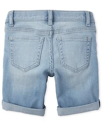 Short écumoire en jean à revers roulé pour fille