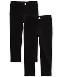 Toddler Girls Uniform Ponte Knit Pull On Jeggings 2-Pack