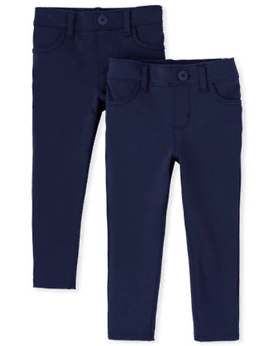 Toddler Girls Uniform Ponte Knit Pull On Jeggings 2-Pack