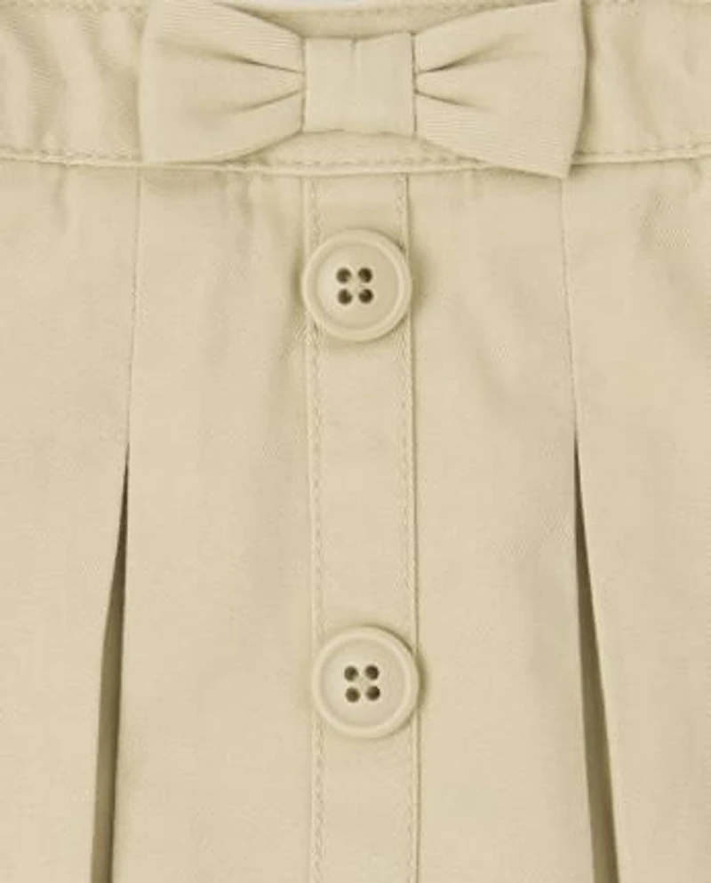 Toddler Girls Uniform Stretch Button Pleated Skort