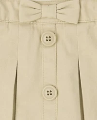 Toddler Girls Uniform Stretch Button Pleated Skort