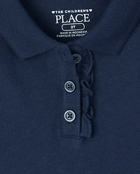 Toddler Girls Uniform Ruffle Soft Stretch Pique Polo -Pack