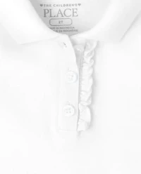 Toddler Girls Uniform Ruffle Soft Stretch Pique Polo -Pack