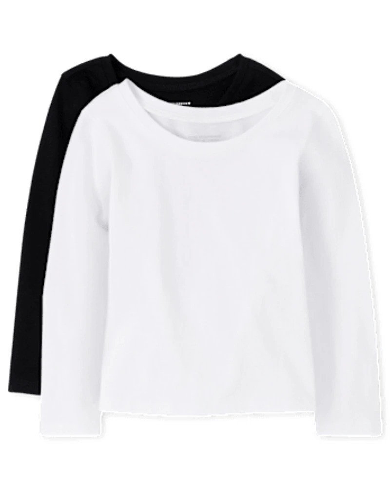 Lot de 2 t-shirts superposés basiques pour bébé et toute-petite fille