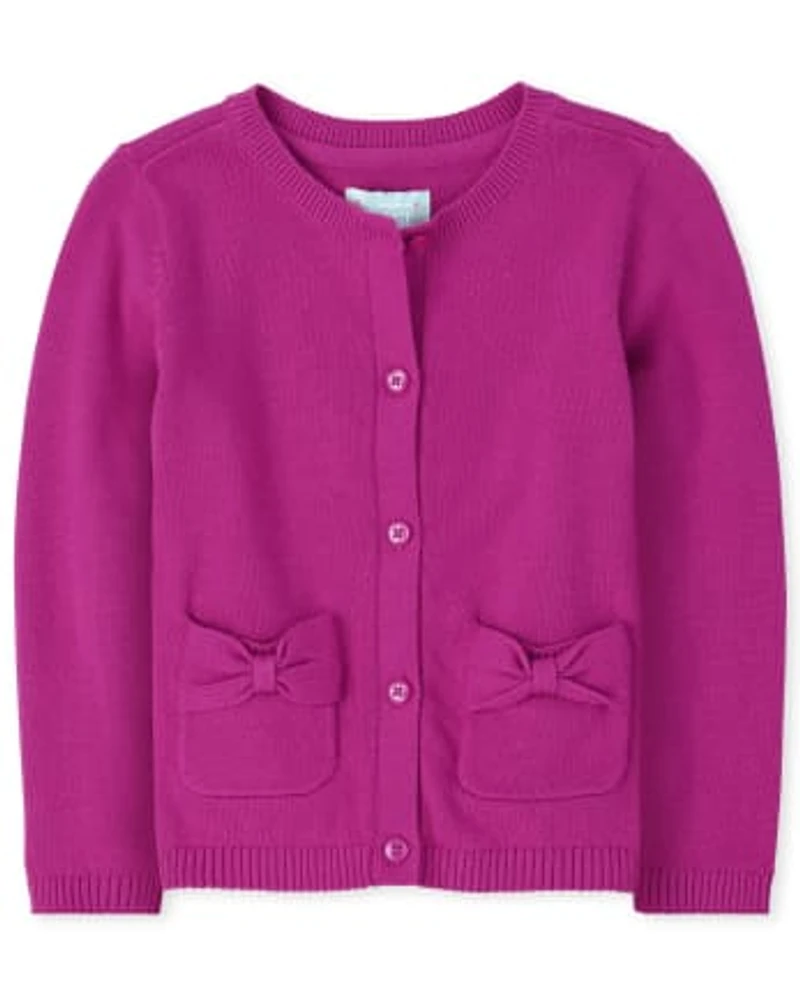 Cardigan à nœud uniforme pour toute-petite fille