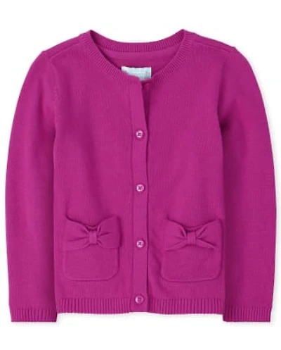 Cardigan à nœud uniforme pour toute-petite fille