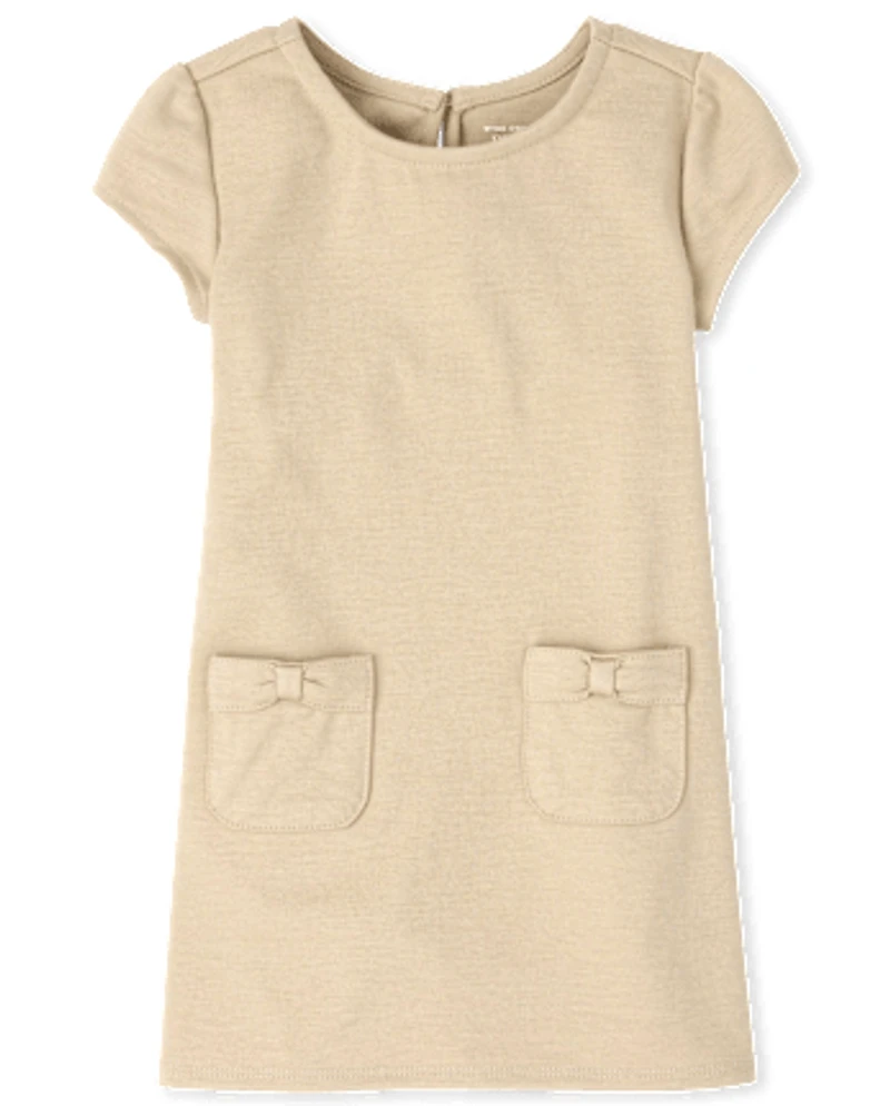 Toddler Girls Bow Ponte Knit Dress