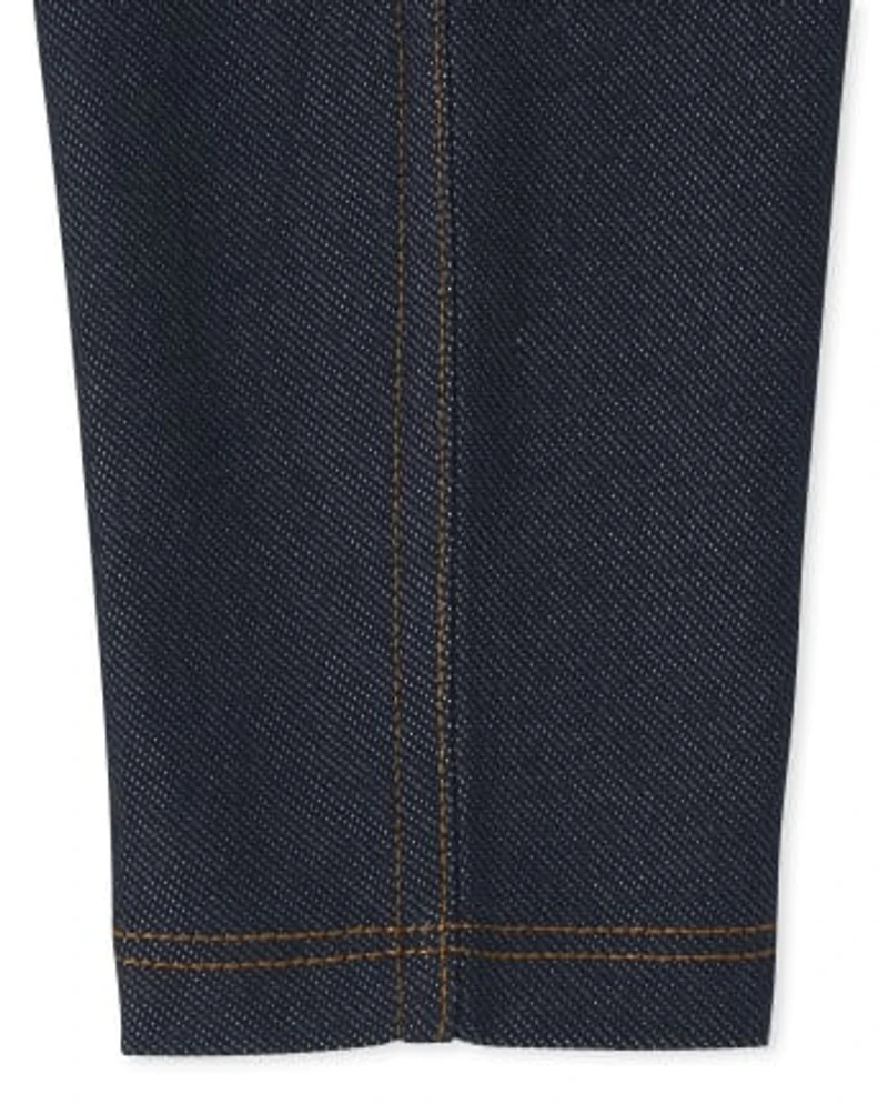 Ensemble de 2 leggings capri en faux denim d'uniforme pour toute-petite fille