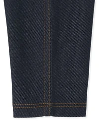 Ensemble de 2 leggings capri en faux denim d'uniforme pour toute-petite fille