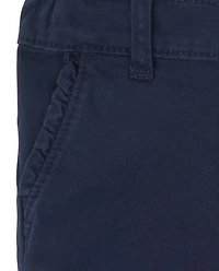 Toddler Girls Uniform Ruffle Stretch Skinny Chino Pants 2-Pack